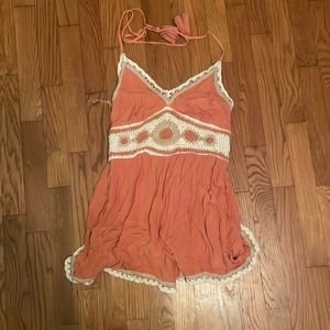 burnt orange and cream american eagle romper